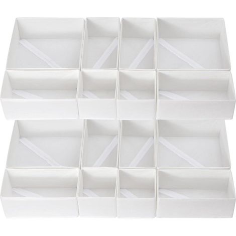 16er Set Schubladen Organizer faltbar, modular, weiß, für Kommoden (1/5)