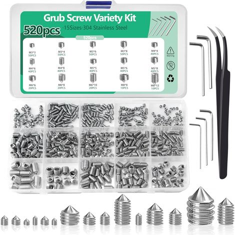 520 Vis sans Tête Inox M3-M8 Six Pans Creux à Pointe (1/5)