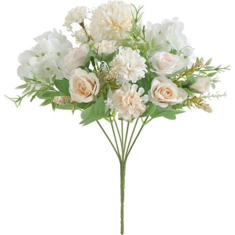 Bouquet de 7 roses artificielles en soie, idéal pour la décoration de la maison, du bureau, des fêtes, des mariages et des cérémonies nuptiales. (1/4)
