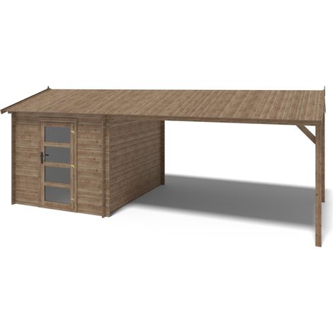 Casetta da giardino in legno – 2.50x3.00 m con estensione 2.50x2.76 m - 7.50 m² - DOM675+DOS194 (1/5)
