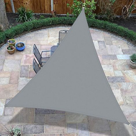 Voile d'ombrage Triangulaire 3 x 3 x 3m Toile Ombrage Une Protection des Rayons UV pour Extérieur,Terrasse,Jardin - Gris (1/5)