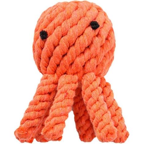 Interaktives Kau- und Nagspielzeug in Form eines orangefarbenen Oktopus für Welpen, ideal zur Zahnreinigung. (1/3)