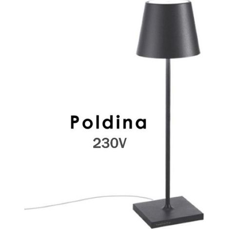 Lampada da Tavolo Poldina Grigio scuro 230V con spina LED Dimmerabile 11x38 cm - Design Moderno in Alluminio (1/3)