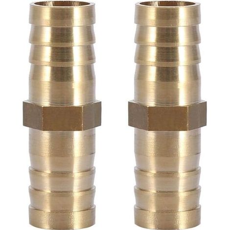 Gerader Steckverbinder mit Widerhaken, Messing, gerader Zweiwege-Rohradapter, Rohrverschraubung, Verbindungsrohrverschraubung, 14 mm (14 mm, 2 Stück)  - Crezuo