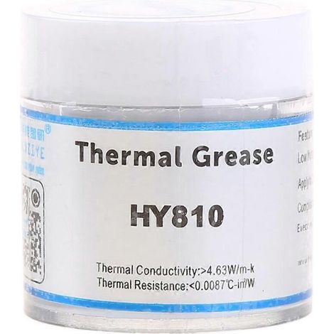 Pâte thermique silicone HY810-CN10 pour dissipateur thermique de processeur, couleur grise (1/5)