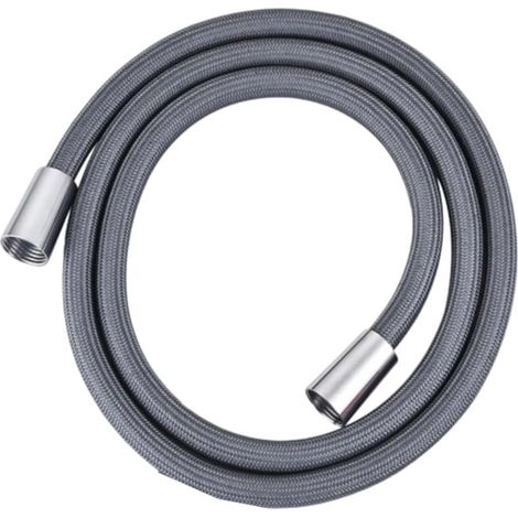 Tuyau de douche flexible en nylon de 2 m, anti-nœuds, design pour eau chaude et froide, tube de douche ABS avec connexion standard G1/2, gris