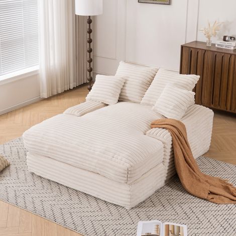 Canapé 027 – Corde luxe – Moderne – 4 coussins – Beige – Sans montage – Gain de place – Salon/Appartement (1/5)