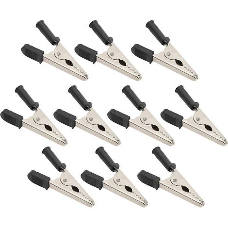 10 pinces crocodiles J.60047, ouverture de 20 mm, en laiton, pinces de test de batterie pour tests électriques, noires