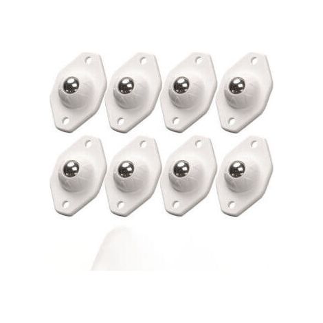 Set of 8 Mini Flat Steel Casters 360° White - Universal for Small Appliances & Storage Boxes (1/4)