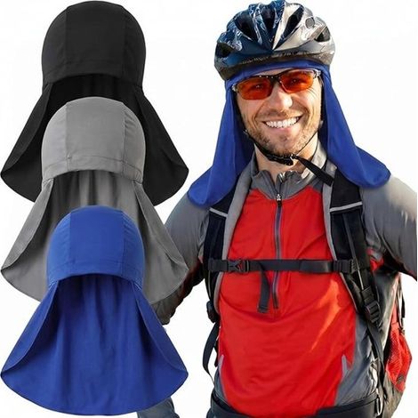 Sottocasco, 3 pezzi, con protezione per il collo, bandana, unisex, cappello rinfrescante con cappuccio e pannello posteriore traspiranti, protezione solare, collo, 3 colori (1/5)