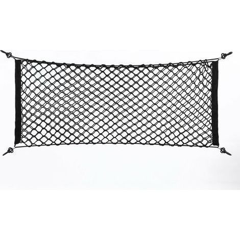 pair Filet de Rangement en Maille, Organisateur Coffre Sac de Rangement Net Stockage Bagage 90 40cm Noir Universel pour Voiture Arrière (1/5)