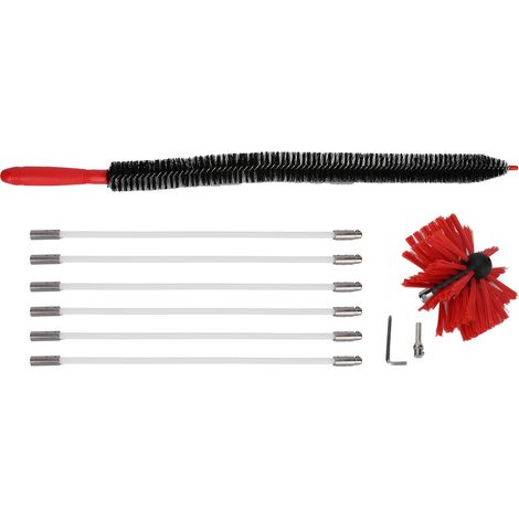 Robuste Nylon-Druckkaminbürste – Kleine Größe für die Wandreinigung im Innenbereich – 6-armiger Sechskantschaft, 410 mm, Schwarz (1/5)
