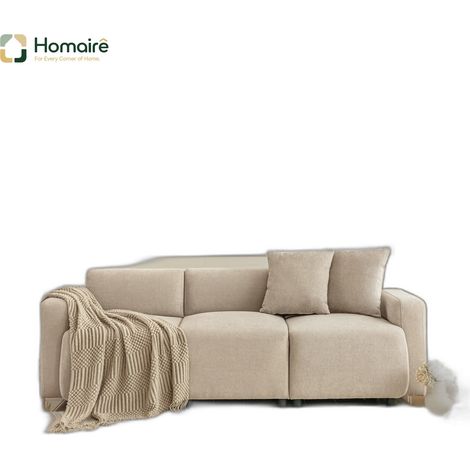 Canapé en velours beige avec accoudoirs 211 x 67 x 71 cm HOMAIRE (1/5)