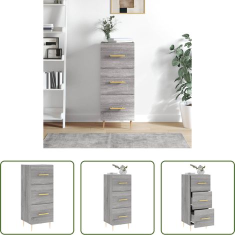 vidaXL Metallbeine - Sideboard Grau Sonoma 34,5x34x90 cm Holzwerkstoff (1/5)