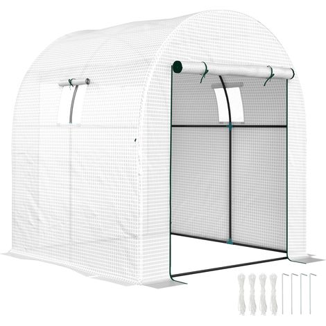 Outsunny 1.8 x 1.8 x 2m Polytunnel Greenhouse with Doors and Mesh Windows (1/5)