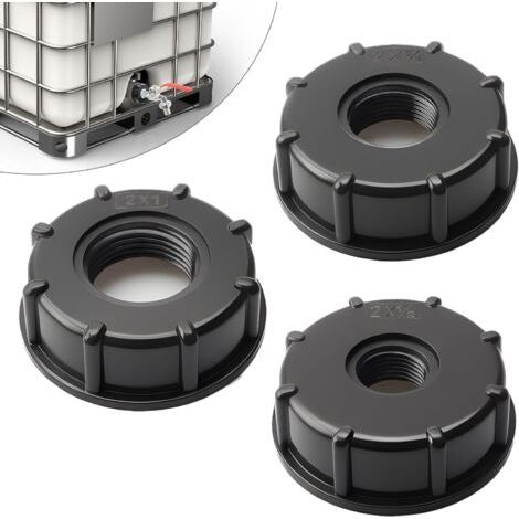 QORVA-3 Pièces Adaptateur IBC Bouchon S60x6 - Connecteur de Réservoir IBC 3/4,1/2,1 Pouce - Adaptateur IBC Bouchon s60x6 pour cuve 1000 litres 3/4,1/2,1 Pouce