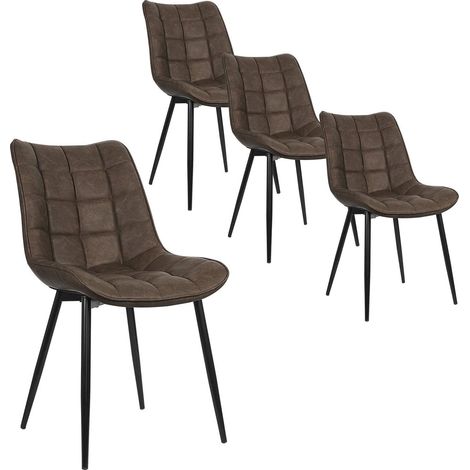 WOLTU 4Pcs dining chairs Living Room chairs Faux Leather with Padded Seat chairs Brown
