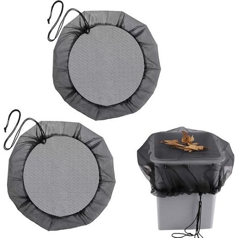 2 Stück Regentonnennetz 60 cm Durchmesser Regentonnenabdeckung Wassertanknetz Gartenarbeit Schutznetz mit Kordelzug Schutzhülle für Regentonnen G (1/5)