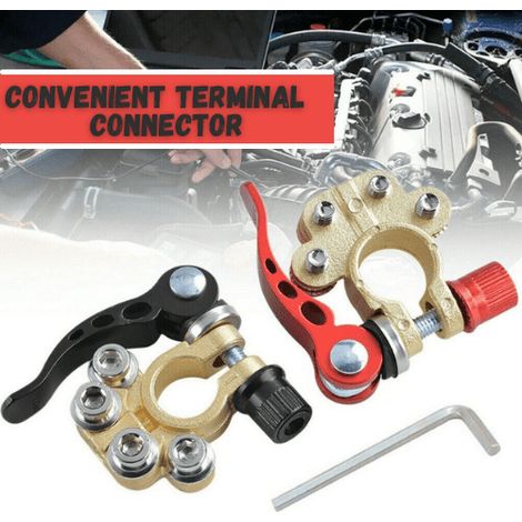 Connecteur de borne de batterie auto, déconnexion rapide, cosses positives et négatives, jeu de 2 pièces, libération rapide, adapté voiture moto bateau (1/5)