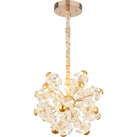 Lampe suspension lampe suspendue plafonnier LED métal couleur or cristaux de verre 50 cm (1/5)