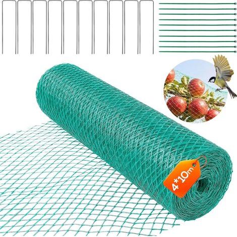 Bird Net, 4x10m, 15x15mm Mesh, Polyethylene, UV Resistant, With 20 Stakes, For Garden, Pond, Balcony (1/5)