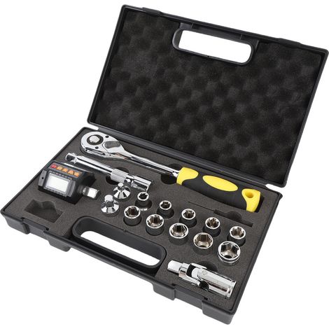 Clé de torsion numérique 200N·m, écran LCD rétroéclairé, 4 unités, jeu de cliquets 1/2 pouces avec adaptateurs 1/4 pouces et 3/8 pouces (1/5)