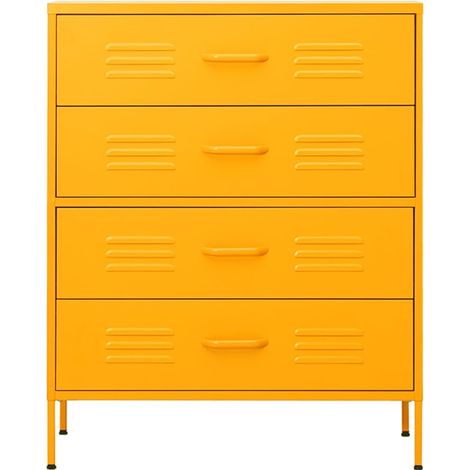 Commode Jaune moutarde 80x35x101,5 Acier (1/5)