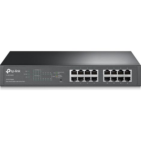 TP-Link TL-SG1016PE commutateur réseau Géré L2 Gigabit Ethernet (10/100/1000) Connexion Ethernet, supportant l'alimentation via ce port (PoE) Noir