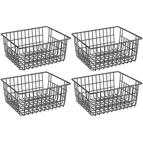 Paniers de rangement en fil métallique pour réfrigérateur et congélateur, lot de 4 paniers métalliques, organisateur de rangement alimentaire avec structure intégrée (1/4)