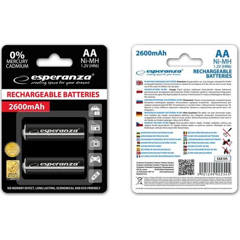 Batterie Ricaricabili Esperanza EZA105 2600 mAh 1,2 V AA