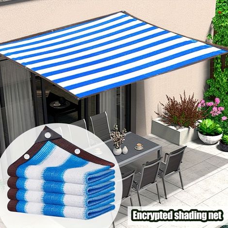 Filet d'ombrage respirant bleu et blanc, abri solaire extérieur, adapté aux serres, jardins, cours et gazebos, 23M. (1/5)