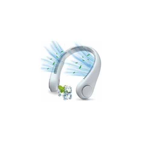 Tragbarer Nackenventilator, USB-Nackenventilator mit 1200-mAh-Akku, blattloser, freihändiger Ventilator, 3 Geschwindigkeitsstufen, 360° verstellbarer, leiser Ventilator für Büro, Zuhause und Reisen (W (1/4)