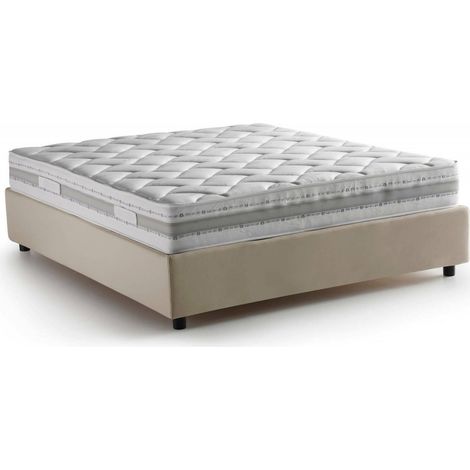 Talamo Italia - Letto alla francese Arto, Letto contenitore in tessuto, Apertura frontale, Materasso Cm 140x190 incluso, 100% Made in Italy, Beige