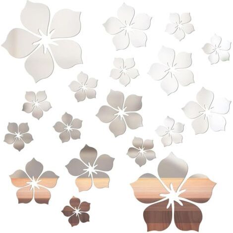 QORVA-Miroirs muraux,Lot de 18 autocollants muraux miroir, autocollants muraux d'art DIY pour décoration de fond dans la chambre, la salle de bain