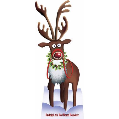 Figurine en carton Rudolph le renne de noël au nez rouge 183 cm