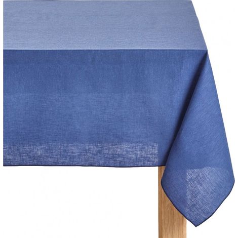 Nappe bleu en tissu lin et coton carrée 170x170 - Lucciana 9666 (1/2)