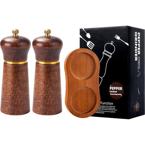 Ensemble de moulins à sel et poivre en bois, manuels 20 cm avec (1/5)