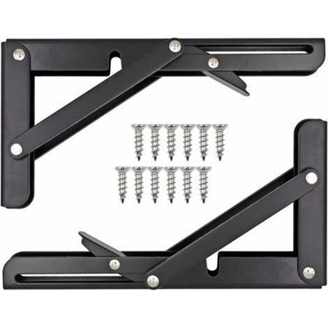 Folding stainless steel fixing bracket – Heavy duty – Dimensions 20.5 x 10.8 cm – For shelves and workbenches (1/5)