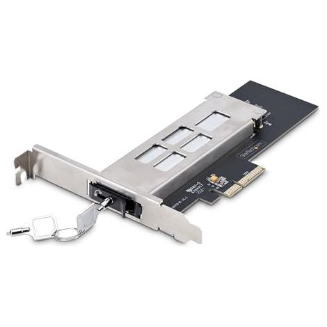 StarTech.com M.2 NVMe Wechselrahmen für PCIe x4, M2 PCIe Adapterkarte für M.2 SSD, werkzeuglose Installation, PCI Express 4.0/3.0 Hot-Swap M2 NVMe Adapter, Schlüsselsperre mit Zwei Schlüssel
