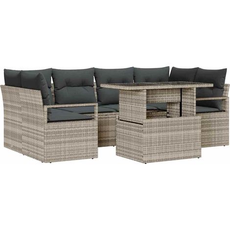 Maison Exclusive - Set Divano da Giardino 7 pz 6-Numero di posti Grigio chiaro (1/5)
