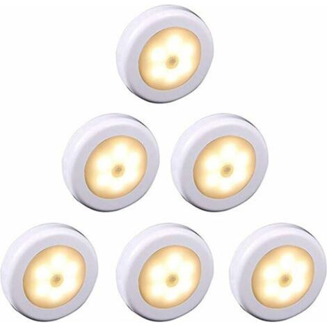 Lampe LED sans fil avec détecteur de mouvement – 6 pièces – Lumière chaude – Installation facile avec autocollant 3M – Pour placard et couloir (1/4)