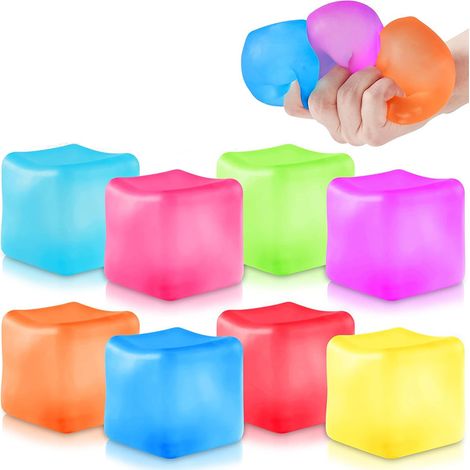 Squeeze Cube - Antistress Cube 5,5 Cm - TPR Sensoriel Stressrelief Voor Volwassenen En Kinderen - 8 Stuks