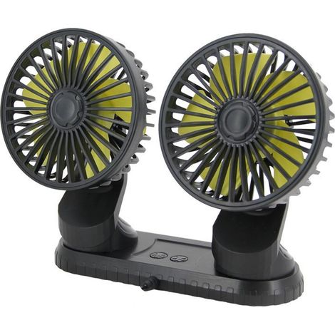 10W Summer Car Fan USB Powered Multi-Angle Rotatable Dual Head 3 Speed ABS Car Cooling Accessories