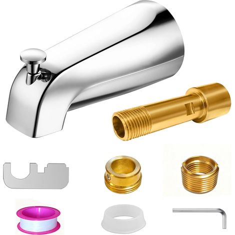 Bec de baignoire chromé avec inverseur et adaptateur en laiton, longueur 5,3 pouces (1/5)