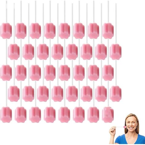 Tooth Mousse, 100 Éponges Dentaires Stériles Rose Forme Fleur, Soins Bucco-Dentaires Nettoyage Buccal, Longueur 13.5Cm (1/5)