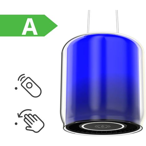 FIREGAS Campana central de isla A 380m ³/ h 39,5cm - Campana extractora de 9 velocidades - Campana de reciclaje suspendida -Gris-Clase energética A