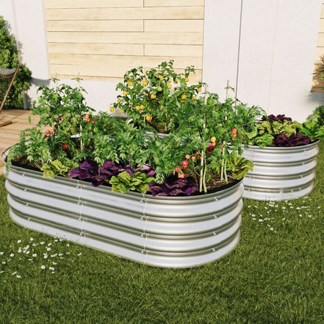 Kit de lit de jardin augmenté, lits de jardin pour en plein air pour légumes, fleurs et herbes, lourd, résistant à la rouille, montage simple, 2pcs 4x2x1ft