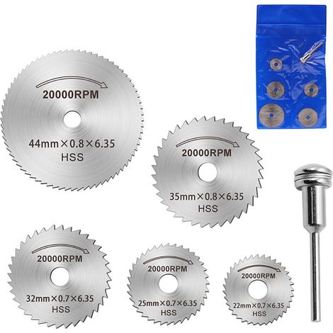 Lame De Scie Circulaire - HSS - 44 mm 35 mm 32 mm 25 mm 22 mm - Pour Découpe Bois Métal Plastique - Lot De 6 Pièces (1/5)