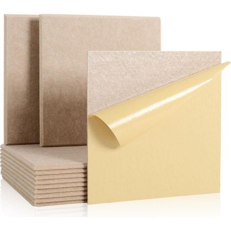 12 Acoustic Panels, Self-Adhesive, Polyester Foam, 30x30x1 cm, For Studio, Office, Decoration (1/5)