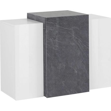 Mobile Pensile a Muro con 3 Ante Design Moderno Bianco lucido 90x38x65,5 cm (1/4)
